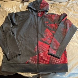 Men’s medium north face zip up hoodie red and gray